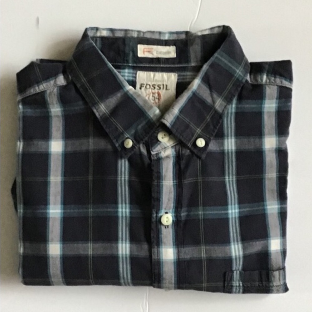 FOSSIL MENS Long sleeve plaid shirts size L